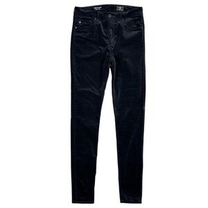 AG Jeans Adriano Goldschmied Farrah Skinny Velvet Pants Size 27 Black High Rise
